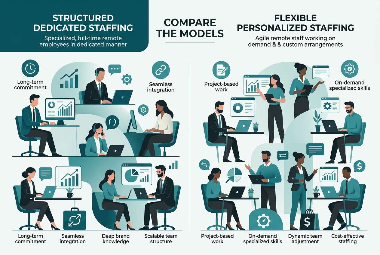 Comparison of dedicated staffing and flexible outsourcing models