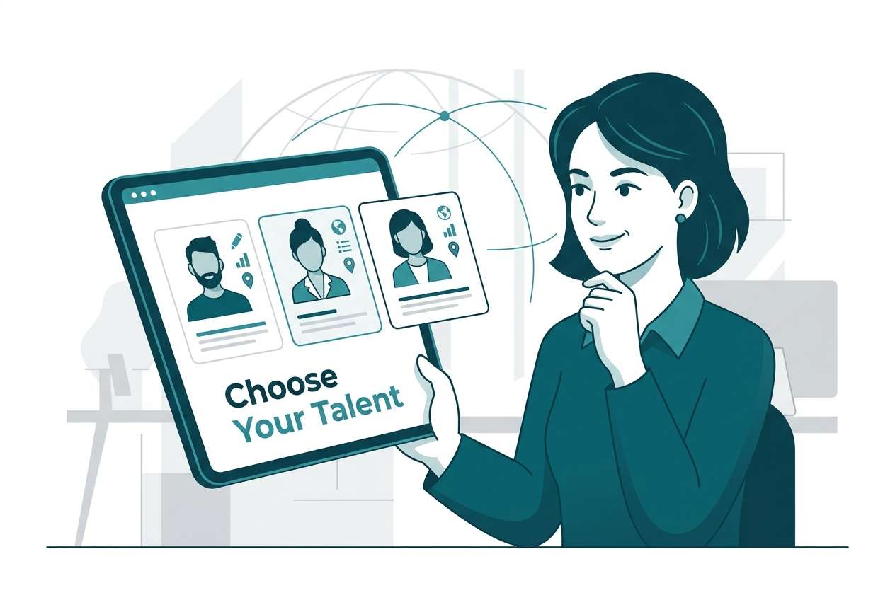 Small business owner choosing remote talent with Global Hola